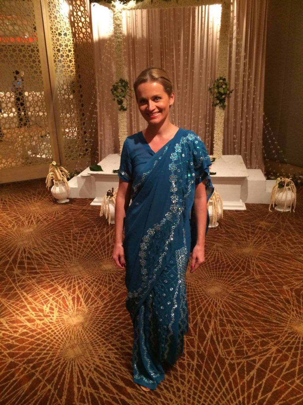 Katarina Kresal za poroko oblekla sari