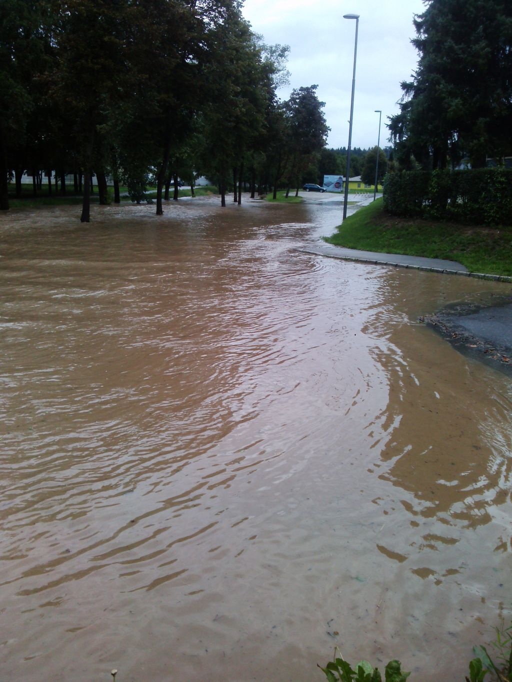 FOTO: Potok v Grosupljem poplavil cesto