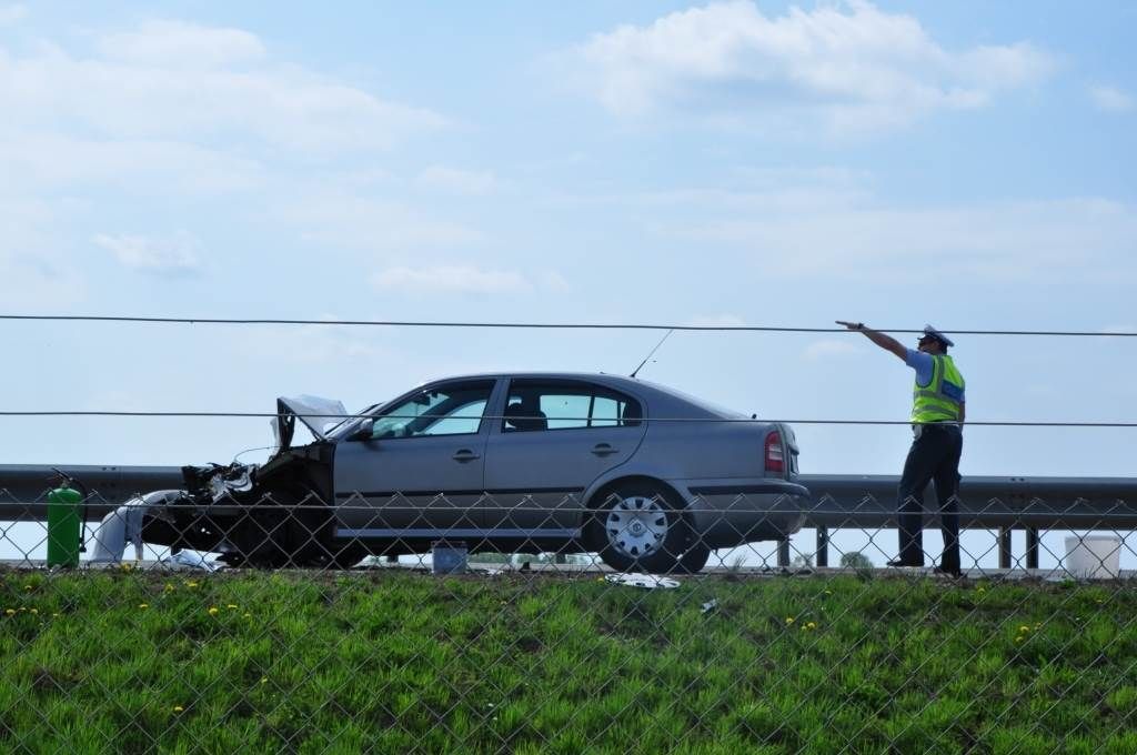 FOTO: Voznica v ograji zaprla avtocesto