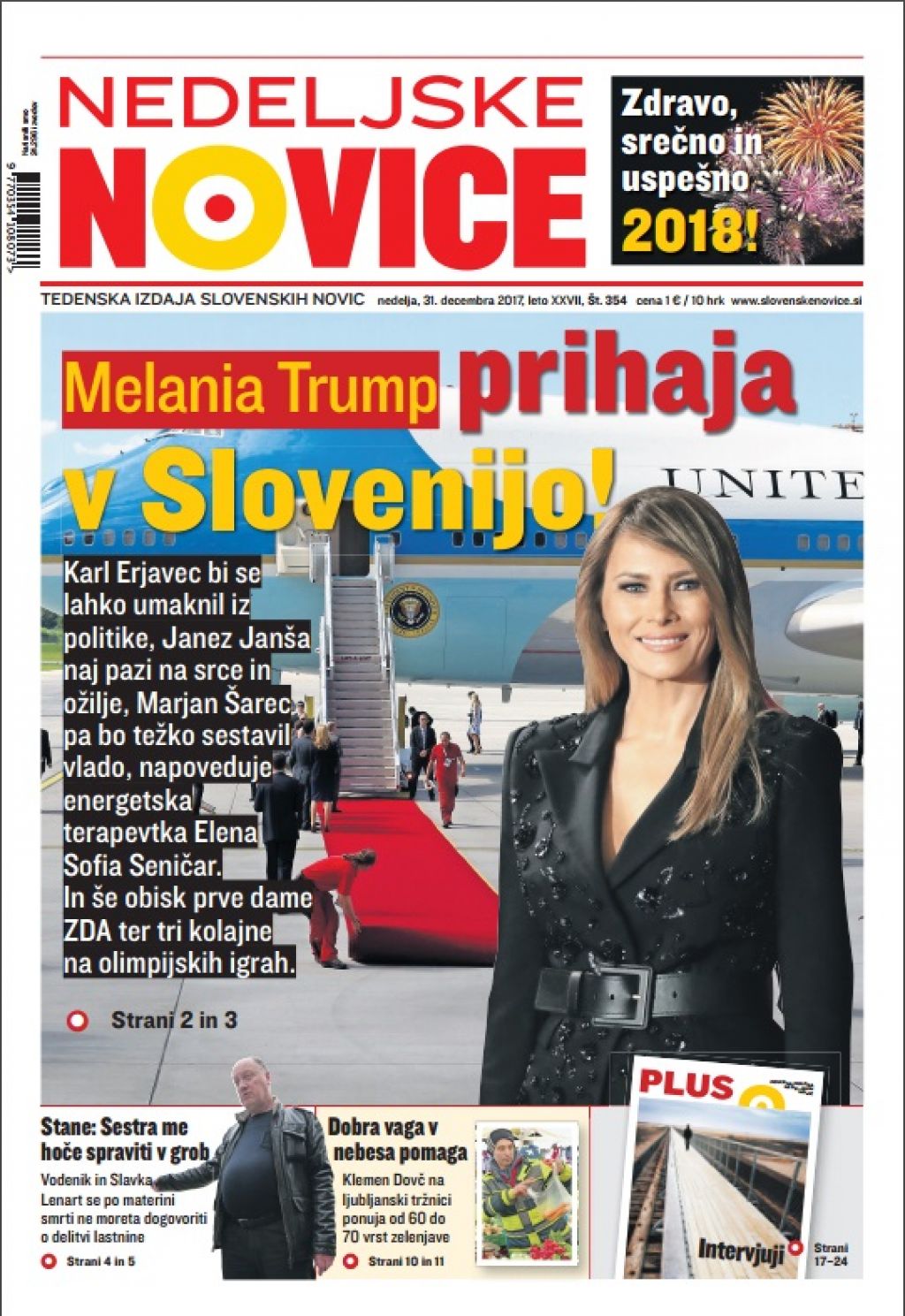 V tiskani izdaji nedeljskih Novic preberite: Melania prihaja v Slovenijo
