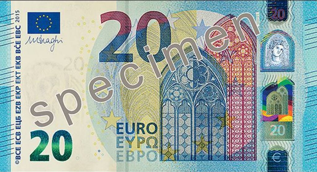 FOTO: Novi bankovec za 20 evrov se predstavi