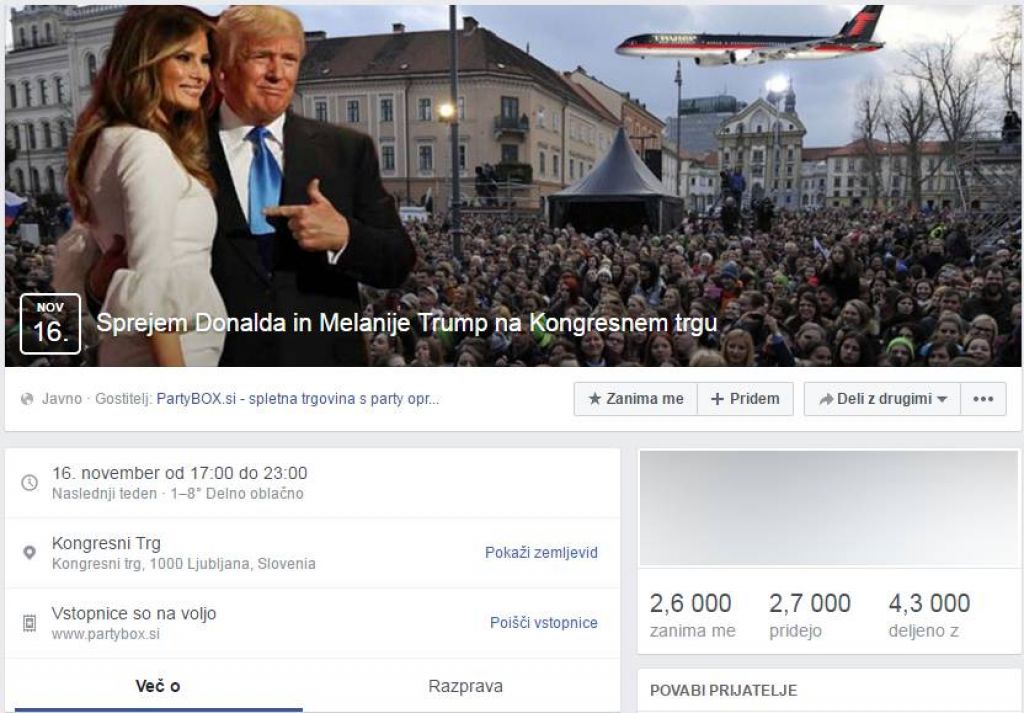 Na sprejemu Donalda in Melanie na Kongresnem trgu napovedali skoraj 3000 Slovencev