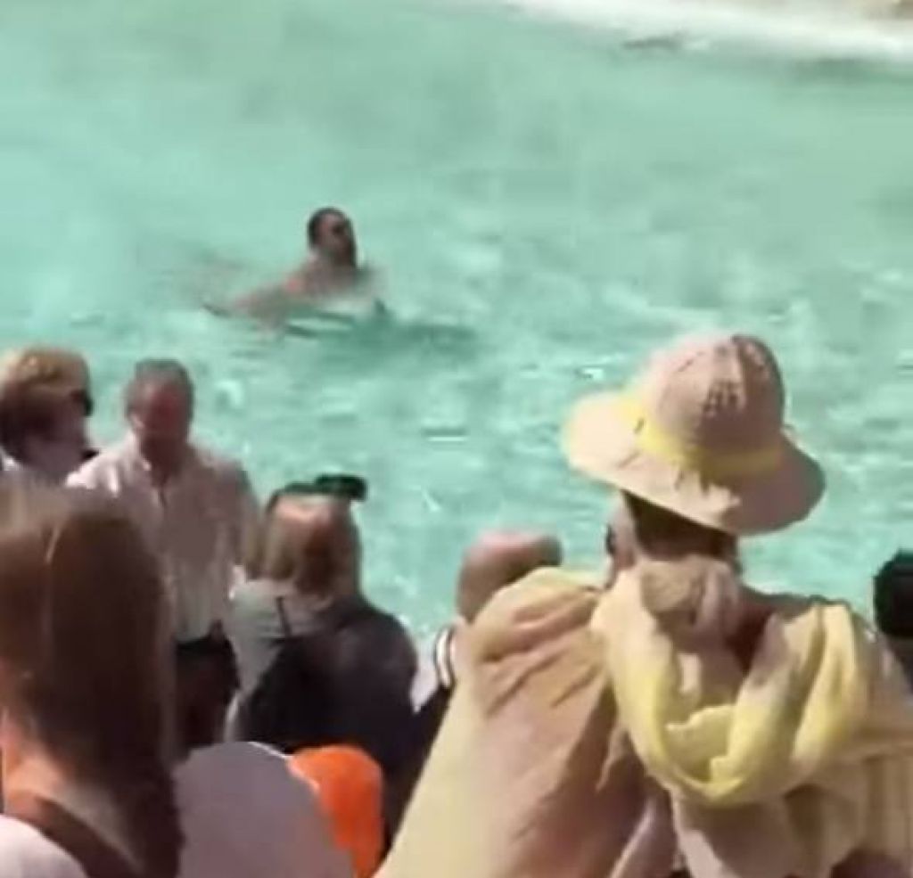 VIDEO: Nag preplaval fontano, množica v šoku