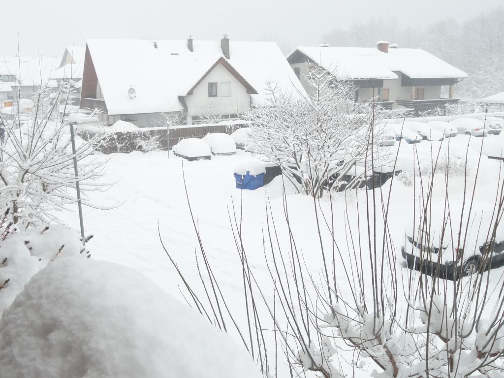 FOTO: Ljudje hodijo kar po cesti, obilno sneženje zaprlo primorko